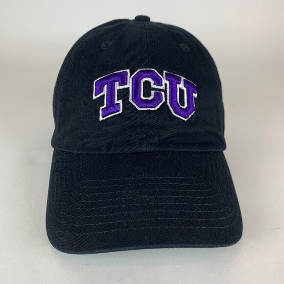 TCU Horned Frogs NCAA Black 47 Brand Clean Up Relaxed Fit Strapback Hat - Picture 2 of 6